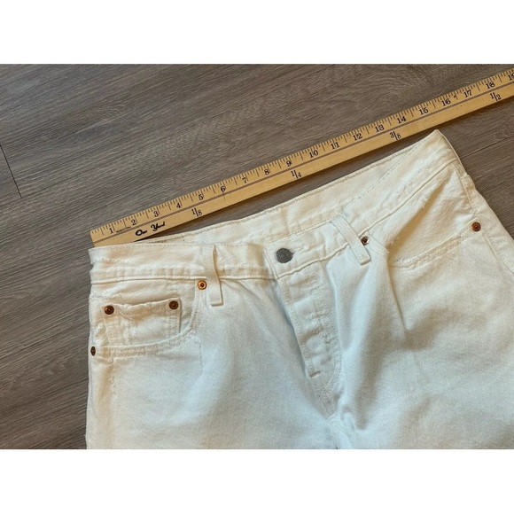 Levis 501 CT Button Fly Jeans Mens 30x27 White Denim 100% Cotton MEASURED SIZE - Picture 10 of 12